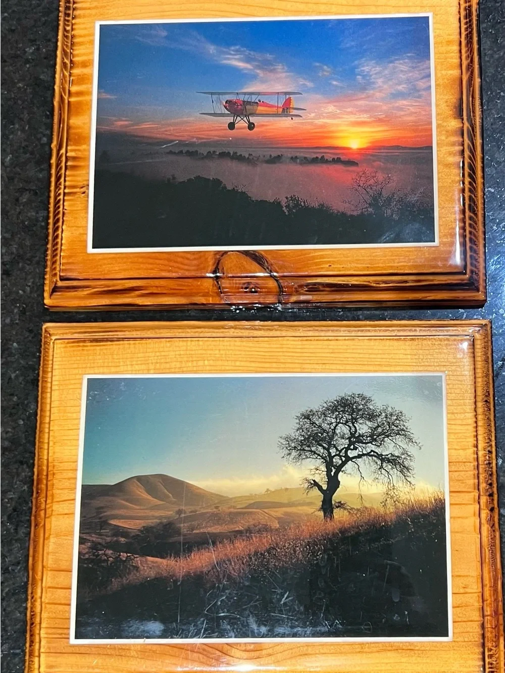 Wood Tone Framed Landscape Wall Art Set - Natural Brown